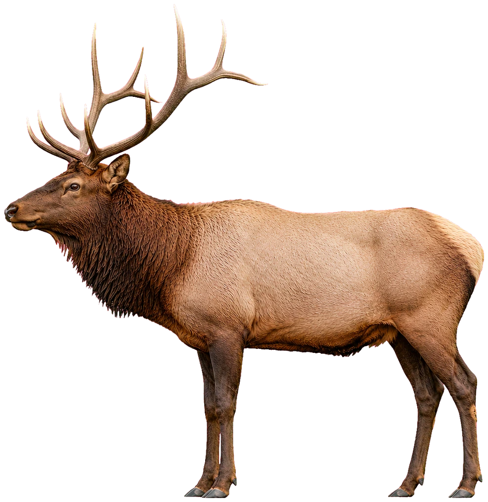 Bull elk, side-on